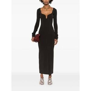 Nanushka Jerica Bodycon Maxi Dress in Anthracite M